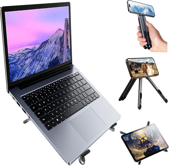 Foldable Laptop Stand for Desk, All-in-One Portable Holder for Laptop, Phone & by SMALLSHS