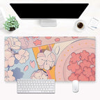 Pink Floral Mouse Pad XXL Cute Anime Gaming Desk Mat 31.5"x15.7", Thickened by Cindasun