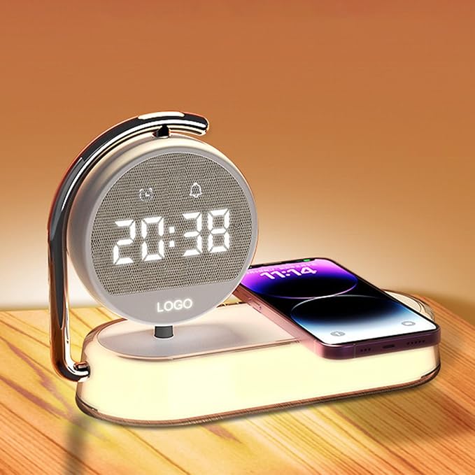 3-in-1 Wireless Charger with Digital Clock Display, 15W Fast Charging Station by DHBY