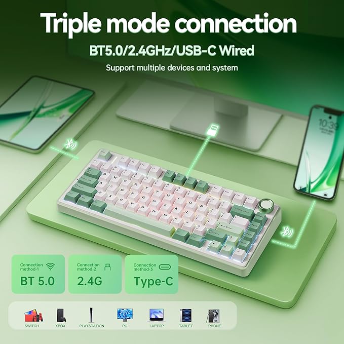 Aula F75 Gaming Keyboard, 75% Wireless Keyboards RGB Backlit - Image 3