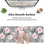 Pink Roses Desk Mat, Large Spring Blooming Flowers and Leaves Gaming Keyboard - Image 5