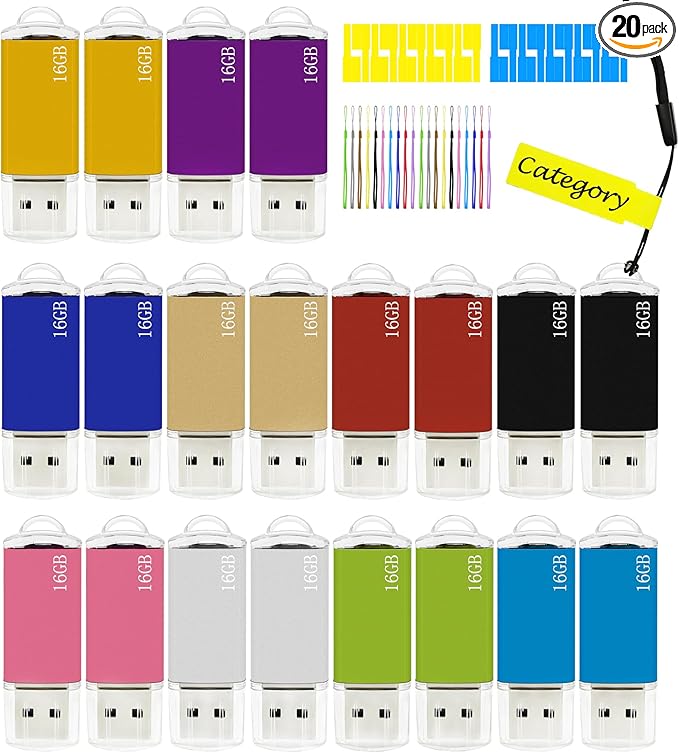 16GB FAT32 USB Flash Drive 20 Pack Nicepicten USB 2.0 Thumb Drives 20Pack Metal by NicepictenUSBFlashDrive