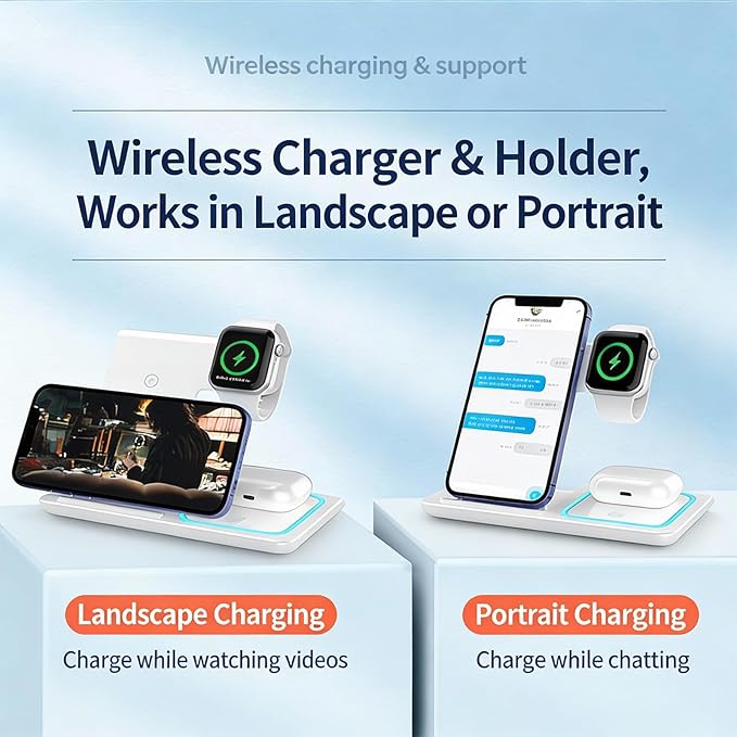 3-in-1 Foldable Wireless Charger - 15W Fast Wireless Charger - Image 2