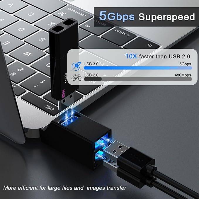 USB 3.0 Hub, VIENON 3-Port Portable USB Expander USB Splitter - Image 3