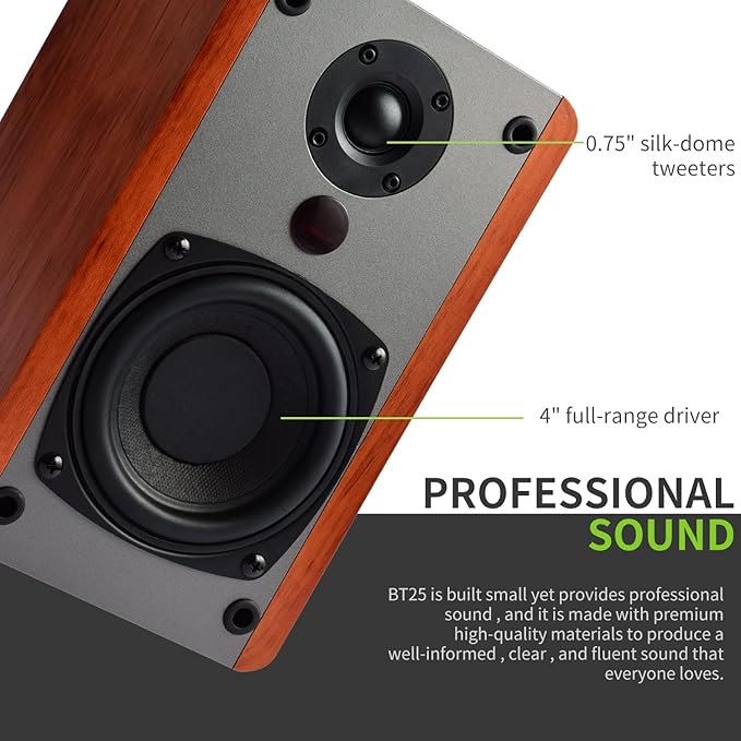 SINGING WOOD BT25 Bluetooth Active Bookshelf Speakers for - Image 4