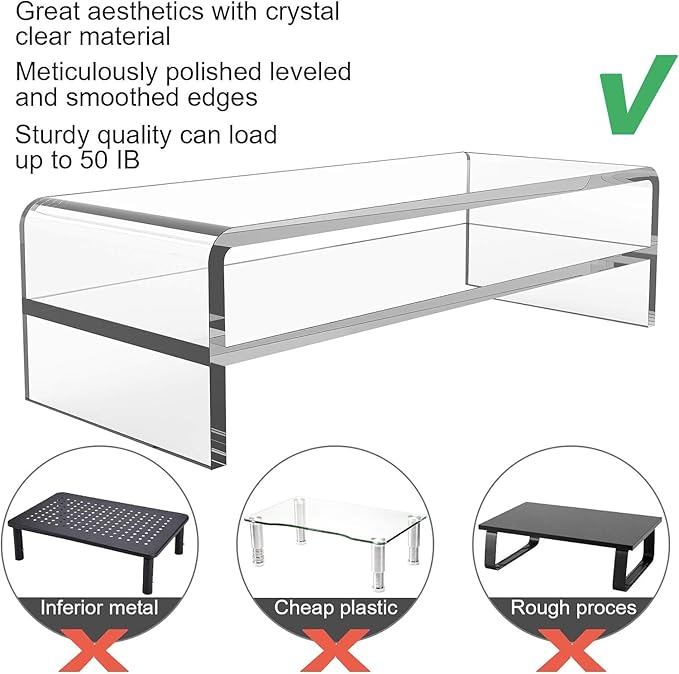 Egchi Acrylic Monitor Stand, 2 Tiers Computer Monitor Riser, Monitor - Image 8