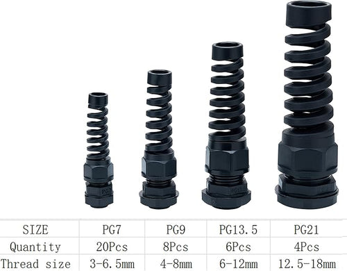 38 Pcs Waterproof Cable Gland, PG7、PG9、PG13.5、PG21 Thread 3~18mm, waterproof - Image 2