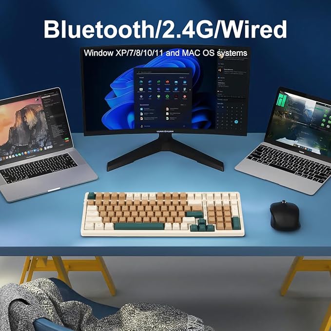 Merdia Wireless Mechanical Keyboard, Triple Mode 2.4G/USB-C/BT Gaming Keyboards - Image 3