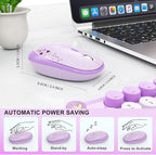 Wireless Keyboard and Mouse Set, 104 Round Keys Full-Size Cute Colorful - Image 6