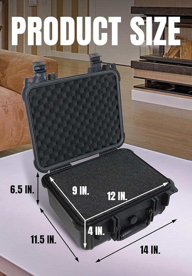 14x 11.5x 6.5 Inch Hard Case, Portable Weather Waterproof Protective Camera Case - Image 3