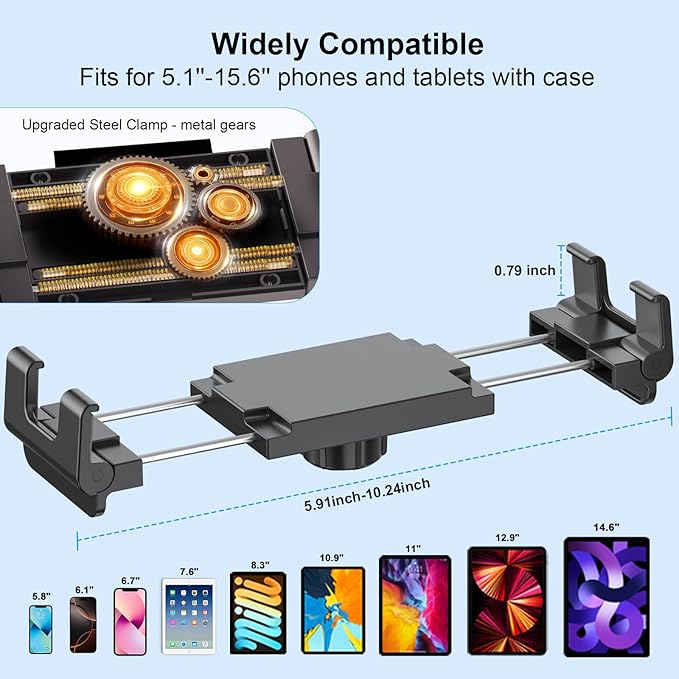 PLDHPRO Tablet Holder for Car Dashboard Heavy Duty Drill Base 360° Adjustable - Image 4