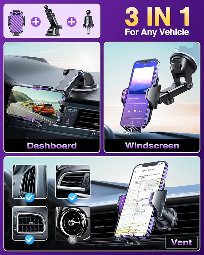 VANMASS True Military-Grade Car Phone Holder Strongest Suction & Clip Cell - Image 2