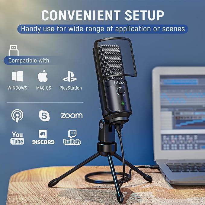 FIFINE Podcast Recording Microphone, PC USB Condenser Microphone - Image 6