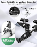 Super Clamp Camera Mount, 360° Dual Ballhead Magic Arm, 1/4"-20 & 3/8"-16 - Image 5
