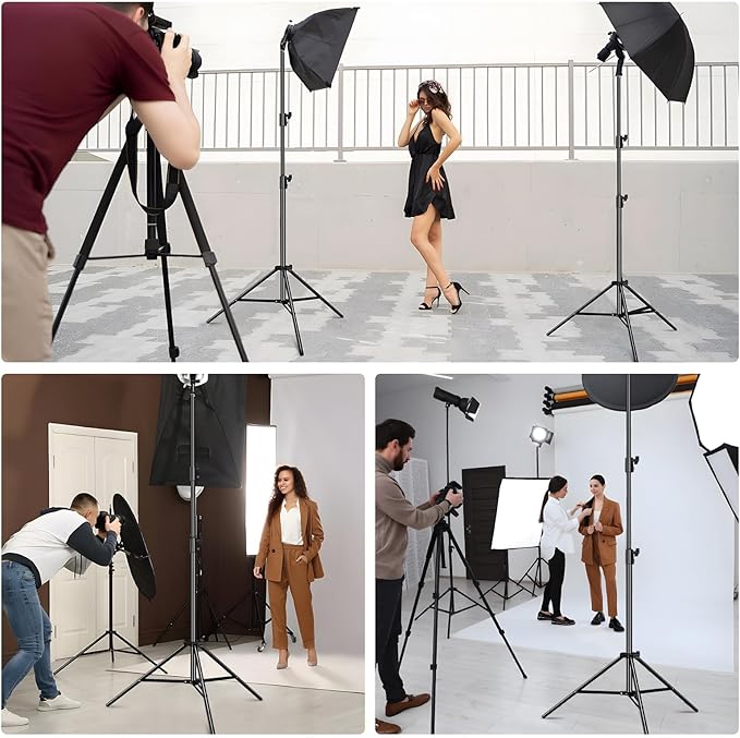 2pack Heavy Duty Light Stand 9.2ft / 110" Aluminum Spring Cushioned Tripod - Image 6