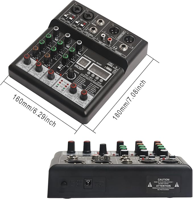 Dj Mixers, 4 Channel Audio Mixer, Sound Board - Image 3