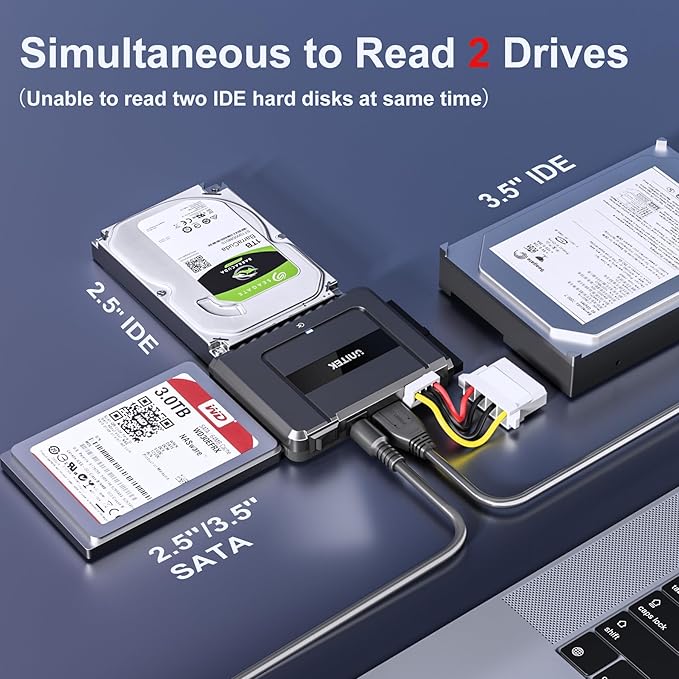 Unitek USB C to SATA 6Gbps IDE Adapter External Hard Drive Converter Kit - Image 2