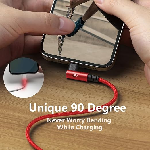 3Pack 90 Degree Lightning Cable, iPhone Charger Cable 6ft, Long Fast Charging - Image 6