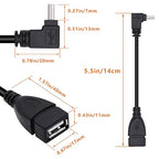 90 Degree Mini USB to USB A OTG Adapter Cable 5.5in Up Angle Mini USB 5-Pin - Image 7