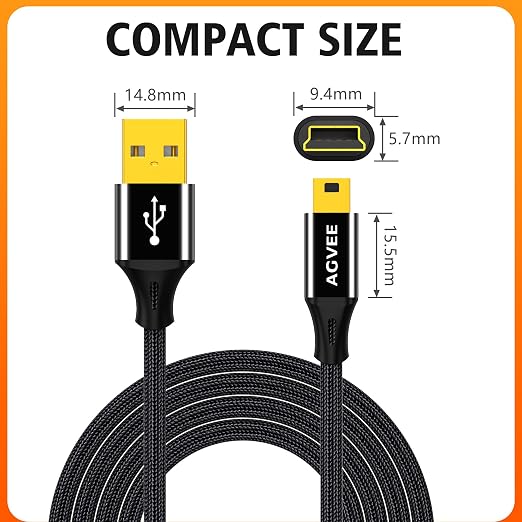 AGVEE 2 Pack 5ft Mini USB Cable, Braided Durable USB-A to Mini-B Charger - Image 7