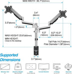 AVLT Dual 13"-27" Stacked Monitor Arm Desk Mount - Image 2