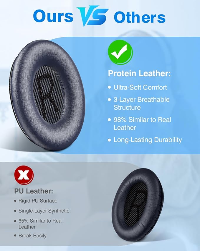 Link Dream Ear Pads for Bose Quiet Comfort 35 Soft Protein Leather Replacement - Image 4