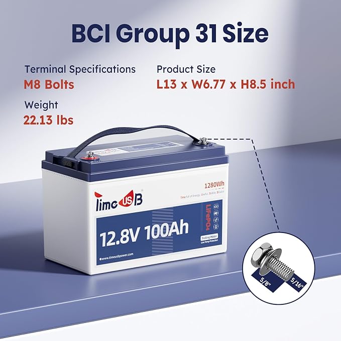 12V 100Ah LiFePO4 Battery with Low Temperature Cut off Protection Group31 - Image 7