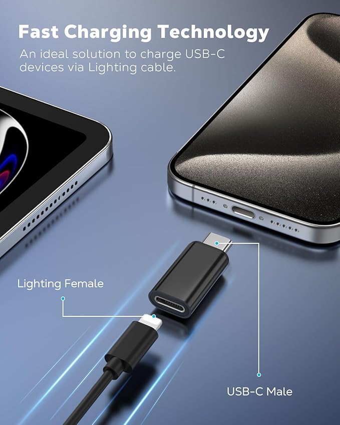 MoKo Lightning Female to USB C Male Adapter 2Pack, USB-C Lightning Adapter - Image 3