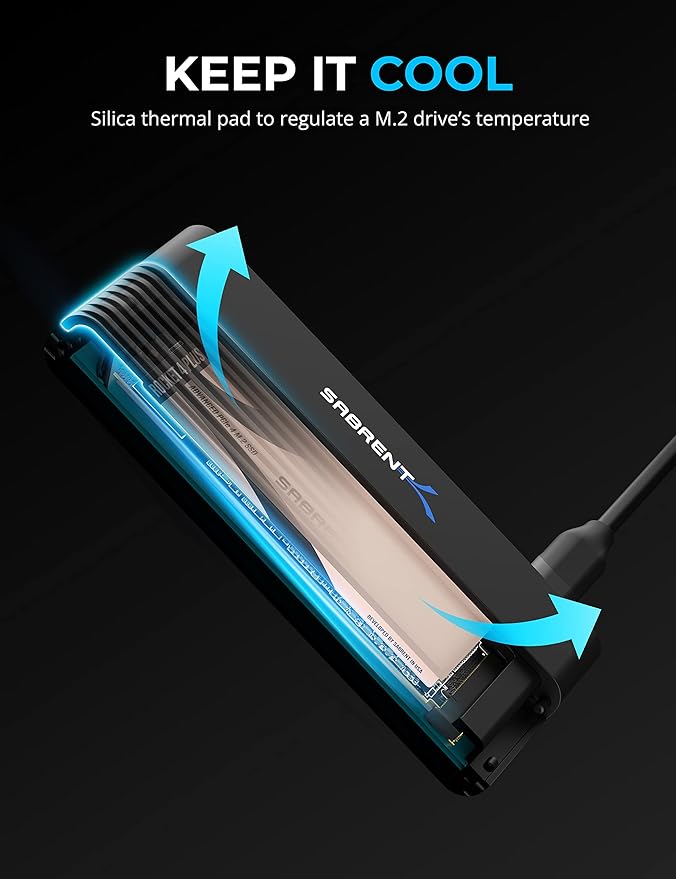 SABRENT USB 3.2 Type C M.2 PCIe NVMe + 2.5/3.5 Inch SSD & HDD Converter - Image 6