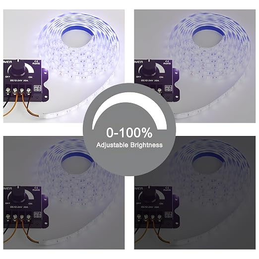 MAYWILLA LED Light Strip Dimmer Controller, DC 12V-24V 30A PWM Stepless Dimming - Image 7