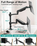 Dual Monitor Stand for Desk, Taller Monitor Arms for 2 Screens up to 32 inch - Image 2
