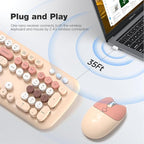 KNOWSQT Wireless Keyboard and Mouse Combo Pale MilkTea - Image 2