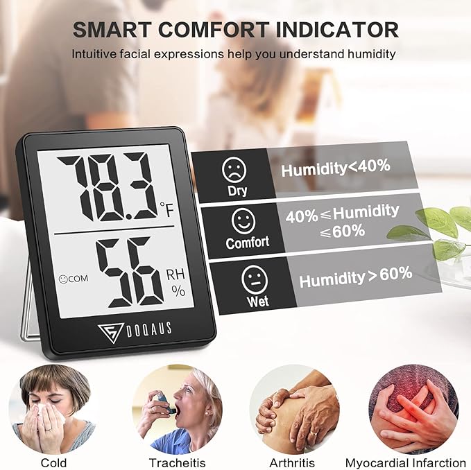 DOQAUS Humidity Meter, 2 Pack Room Thermometer Indoor, Hygrometer - Image 3