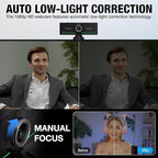 Webcam with Headset and Microphone, 1080P Webcam with Privacy Cover, Plug and - Image 4