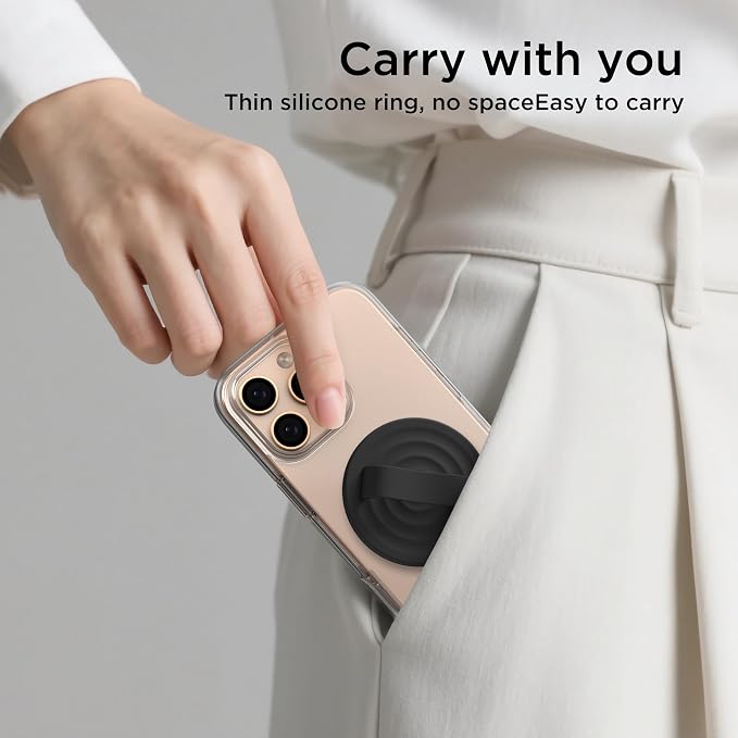 Magnetic Phone Ring Grip Holder, Silicone Finger Loop Grip, Compatible - Image 9