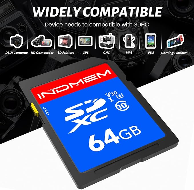 INDMEM SD Card 64GB 8-Pack, Class 10 64GB High Speed up to 90M/S Full HD Video - Image 3