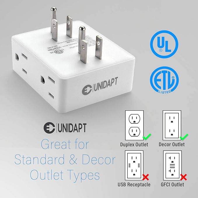 Multi Plug Outlet Splitter, Unidapt Multiple Outlets Extender Adapter - Image 4