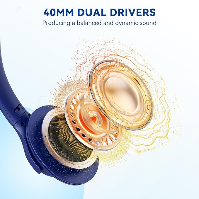 KVIDIO Bluetooth Headphones Over Ear, 65 Hours Playtime Wireless Headphones - Image 5