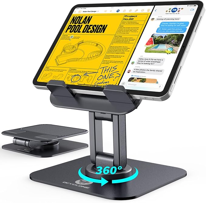 OCYCLONE for iPad Stand for Desk, 360 Rotating Adjustable Portable Monitor by OCYCLONE