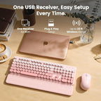 Wireless Keyboard and Mouse Combo, Magnetic Soft-Touch Wrist Rest, Round Keycaps - Image 7