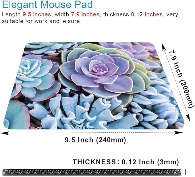 Succulents Mouse Mat, Waterproof Mouse Pad Non-Slip Rubber Base - Image 2