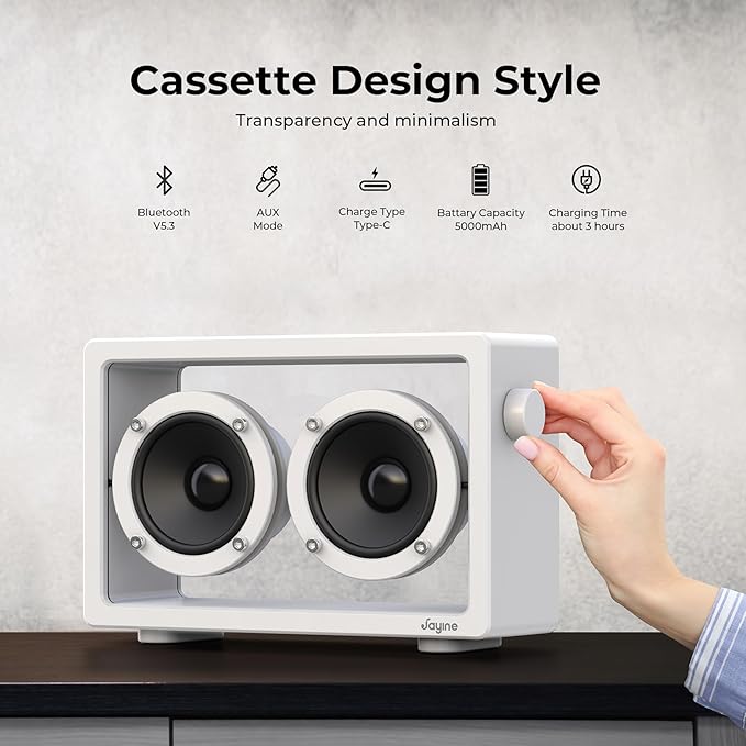 Cassette Portable Bluetooth Speaker, 16W Minimalist Speakers Bluetooth Wireless - Image 3
