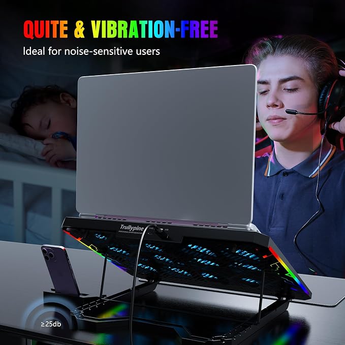 Laptop Cooling Pad with 12 Quiet Fans, Slim Portable - Image 7