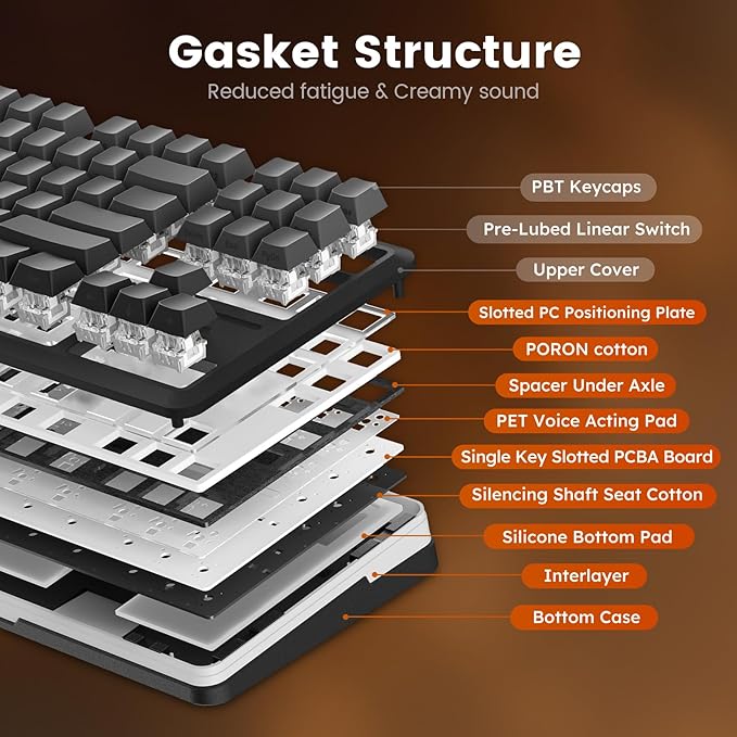 Redragon Wireless Mechanical Keyboard, 3-Modes Bluetooth Gasket Hot Swappable - Image 5