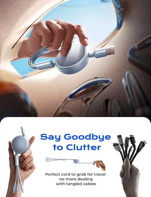 LISEN Multi Charging Cable 3 in 1 iPhone 16 Charger Cord, Retractable Car - Image 5