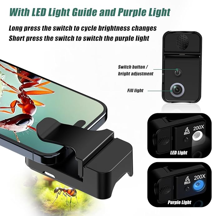 Phone Microscope 200X Pocket Magnifier Camera - Image 4