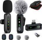 Wireless Lavalier Microphone for iPhone Android Plug-Play, 2 Pack Mini by ABYLFE