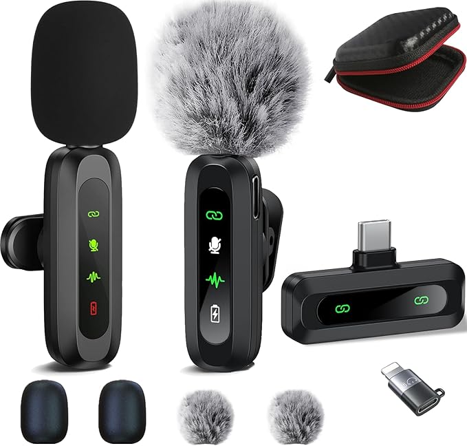 Wireless Lavalier Microphone for iPhone Android Plug-Play, 2 Pack Mini by ABYLFE