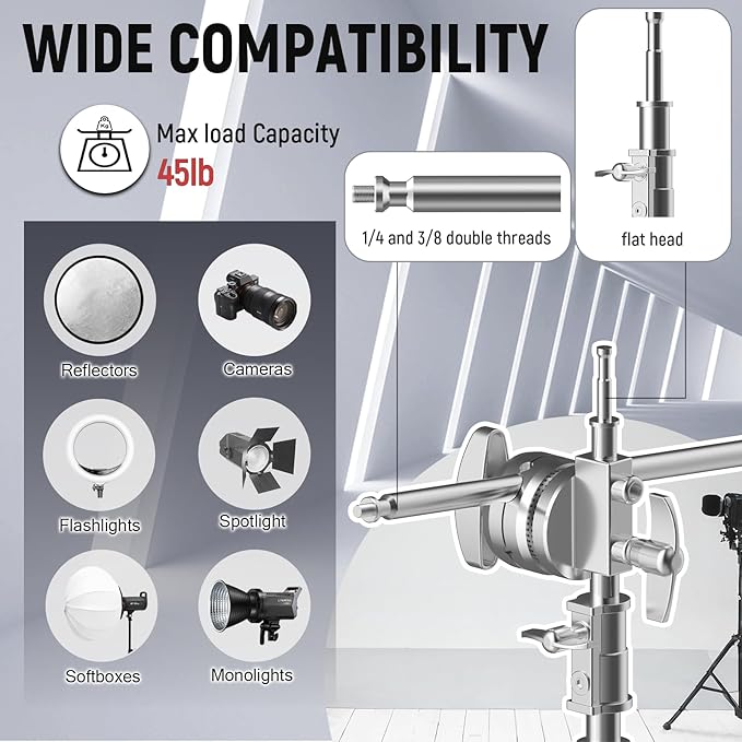 C Stand with Boom Arm Professional Heavy Duty Light Stand with 10.8ft Vertical - Image 4