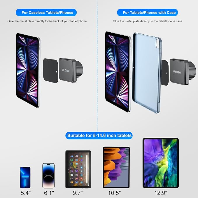 OHLPRO Magnetic Tablet Car Mount Holder, 360°Rotatable Drill Base iPad Wall - Image 5